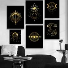 Black Gold Sun Moon Stars Poster Luxury Black Print Picture Modern Nordic Fashion Canvas Painting Home Decoration Living Room 2024 - buy cheap