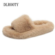 Women Slippers Winter Warm Outdoor Fur Fashion Platform Silent Non-slip Home Shoes Girls Slides Flat Casual Flip Flops 2024 - buy cheap