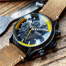 MEGIR модные спортивные мужские часы водонепроницаемые светящиеся наручные часы мужские кожаные кварцевые армейские часы с хронографом Reloj Hombre 2020 2024 - купить недорого