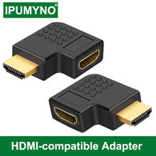 Адаптер HDMI «Папа-мама» 90, 270 градусов, левый и правый конвертер, адаптер HDMI для PS4, ноутбук с монитором HDTV, конвертер для ПК 2024 - купить недорого