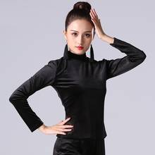 H2633 Women Latin Dance Velvet Top Black Performance Clothes National Standard Dance Long Sleeve Professional Practice Costumes 2024 - buy cheap