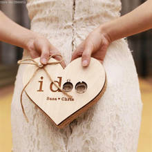 Caja de anillo de madera con logotipo personalizado, accesorio para compromiso, propuesta de matrimonio, día de boda, almohada hecha a mano, 1 unidad 2024 - compra barato