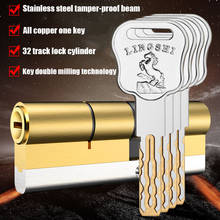 Anti-theft door lock core Gate lock living room door lock cylinder stainless steel brass lock 10 keys European American standard 2024 - buy cheap