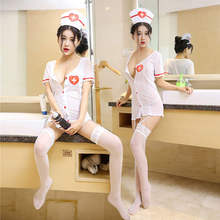 2020 Hot Sexy Lingerie Transparent  Uniform Temptation Fishnet Stocking Nurse Clothes Cosplay Three-Point Button Suit One-Piece 2024 - buy cheap