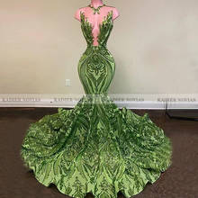 Женское длинное платье-Русалка KADIER NOVIAS, зеленое платье для выпускного вечера с прозрачным вырезом и блестками, кружевное вечернее платье со шлейфом, 2021 2024 - купить недорого