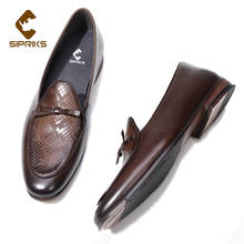 Sipriks Luxury Men's Shoes Genuine Leather Loafers Male Wedding Party Dress Shoes Slip On Black Brown Formal Shoes Man Footwear 2024 - buy cheap