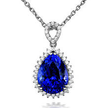 Большой синий кристалл драгоценные камни-сапфиры кулон ожерелья для женщин бриллианты белого золота цвет невесты ювелирные изделия bijoux bague подарки для вечеринок 2024 - купить недорого
