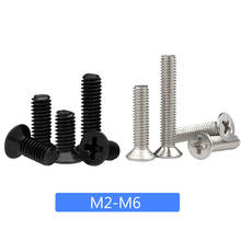 Phillips Screw 50pc M2 M2.5 M3 M4 M5 M6 Mini Micro Small Black 304 Stainless Steel Cross Countersunk Head Screw Bolt Flat 2024 - buy cheap