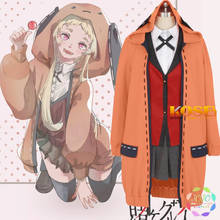 Traje de uniforme de Kakegurui Yomotsuki Runa JK para niña, conjunto completo de Sudadera con capucha y falda para Cosplay, peluca larga 2024 - compra barato