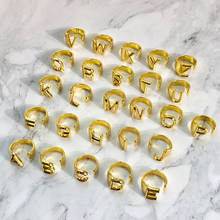 Gold Color Metal 26 Letter Open Hollow Finger Rings 2020 Vintage Adjustable Stacking Wide Chunky A-Z Opening Rings Women Jewelry 2024 - buy cheap