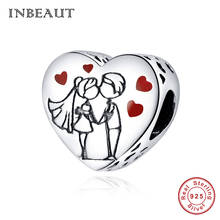 100% Real 925 sterling silver charm sweet time couple beads fit brand Pan bracelet DIY jewelry Valentine's Day gift making 2024 - buy cheap