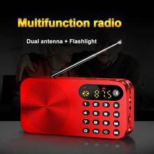 Mini rádio fm portátil com display de led, receptor fm com suporte para u disk tf, fone de ouvido e bateria recarregável de 3600mah 2024 - compre barato