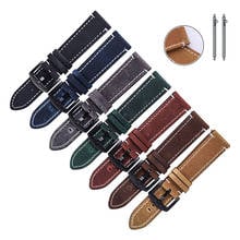 BEAFIRY Genuine Leather Watch Band 18mm 20mm 22mm 24mm Crazy Horse Calfskin Leather Watch Straps Dark Brown Light Brown Grey 2024 - buy cheap