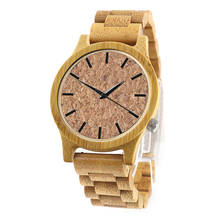 Dropshipping Personalized Men's Casual Cork Wooden Grain Dial Quartz Genuine Bamboo Watches for Him with Engraving 2024 - buy cheap