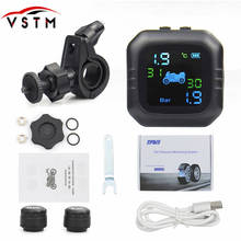 Sem fio lcd sistema de monitoramento pressão dos pneus da motocicleta tpms 2 sensor externo monitor em tempo real anormal alarme moto ferramenta pneu psi 2024 - compre barato