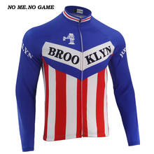 BROOKLYN Cycling Jersey Men Autumn Winter Fleece Retro Pro Team Classic Blue MTB Road Clothing Bike Wear Tops Wholesale Custom 2024 - buy cheap