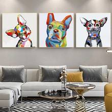 Arte de pared con Graffiti, animales, pintura en lienzo, póster e impresión, arte de pared abstracto, perros coloridos, imágenes para decoración de sala de estar 2024 - compra barato