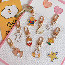 Cute Cartoon Bear Keychain Fashion Korean Key Chains Women Girl  Bag Keyring Pendant Headphone Case Keyfob Jewelry 2024 - buy cheap