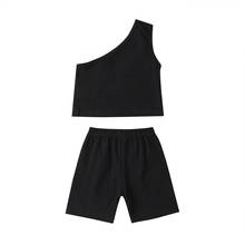 Summer Clothing Newborn Kids Baby Boy Children Baby Girls Solid Color Off-shoulder Sleeveless Casual Vest+Shorts Outfits Set Ins 2024 - buy cheap