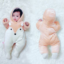 Macacão infantil de raposa com capuz, roupas quentes de algodão para bebês recém-nascidos meninos e meninas de inverno rússia 2024 - compre barato