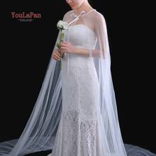 YouLaPan G16 Evening Dress Tulle Wedding Cape Simple Long Cape Black Lace Bolero Shrugs For Women Bridal Bolero Cape 2024 - buy cheap
