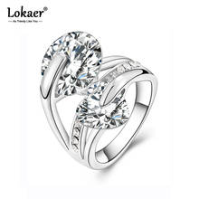 Lokaer Luxury Rings Micro Double Cubic Zirconia Round Shape Ring Silver Color Fashion Jewelry For Women DropShipping R15071 2024 - buy cheap
