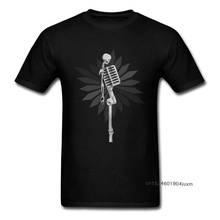 100% Cotton Tops Tees Men T-shirts Microphone Skull Printing Tshirt Hip Hop Design Cool Short Sleeve Summer/Fall T Shirt O-Neck 2024 - buy cheap