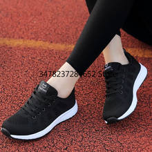 Envío rápido mujeres zapatos casuales moda transpirable caminar malla encaje hasta zapatos planos mujeres 2019 tenis Femenino 35- 40 2024 - compra barato