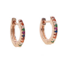 Colorful CZ Cute small hoop earrings women fashion 925 sterling silver jewelry paved with AAA rainbow cz girls earring wholesale 2024 - buy cheap