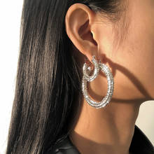 2021 Luxury Crystal Round Circle Earrings 2 Size Big Hoop Earrings Rhinestone Gold Sliver Color Circle Loop Earrings Ear Jewelry 2024 - buy cheap