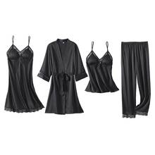 Conjunto de Bata para mujer, Kimono de seda de imitación, lencería íntima, Sexy 2024 - compra barato