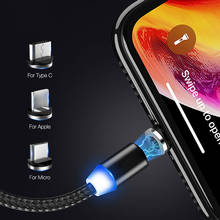 1 м Магнитный зарядный кабель, Micro USB кабель для iPhone XR XS Max X 8 7 6 S магнитное зарядное устройство USB Type C кабель светодиодный зарядный провод 2024 - купить недорого