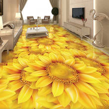 Custom Self-Adhesive Floor Wallpaper Modern Sunflower Plant Flower 3D Floor Tiles Mural Living Room Bedroom Home Decor Stickers 2024 - buy cheap