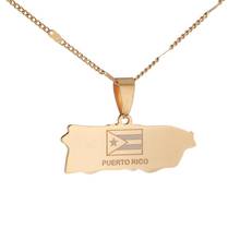 Collares colgantes de mapa de Puerto Rico para mujer, de acero inoxidable, joyería 2024 - compra barato