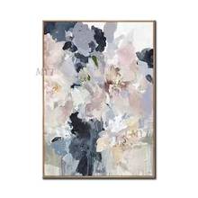 Black Pink Flowers Abstract Oil Painting Modern Hand-painted Wall Art Living Room Picture Home Decoration Painting No Framed 2024 - buy cheap