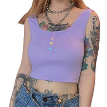 Jersey de punto acanalado para mujer, Tops cortos coloridos con botones en la parte delantera, Camiseta básica ajustada, camiseta sin mangas informal 2024 - compra barato