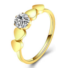 Anéis femininos de noivado e zircônia cz, anel feminino elegante de aço inoxidável com coração para casamento 2024 - compre barato