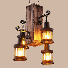 Чердак креативная деревянная люстра ретро ресторан бар промышленный подвесной светильник крытый свет 2024 - купить недорого