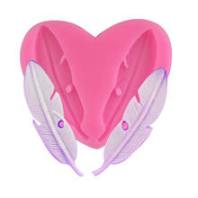 Molde de silicona en forma de corazón con forma de pluma, para hornear mousse, chocolate, yeso, jabón decorativo, DIY 2024 - compra barato