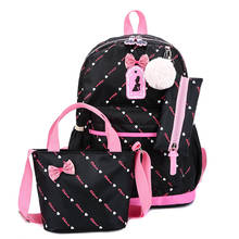 Mochilas escolares estampadas para niñas y adolescentes, morral escolar de moda para niños, bolsa de viaje negra, 3 uds. 2024 - compra barato