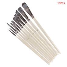 10pcs/set Wooden Handle Nylon Hair Paint Brushes Professional Oil Watercolor Painting Drawing Art Supplies 2024 - buy cheap