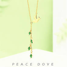 Green Zircon Laves Women Necklaces  Sterling  Peace Dove Pendant Long Chain  Necklace For Women Charm Jewelry Gift 2024 - buy cheap