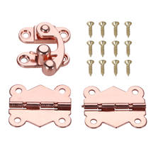 3pcs/set Rose Gold Door Hinges Cabinet Drawer Decorate Hinge with Wooden Box Buckle Hasp Latch Lock For Furniture Hardware 2024 - buy cheap