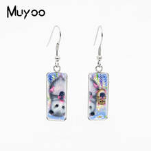 2021 New Cool Mice Pets Animals Cute Mouse Glass Cabochon Rectangle Fish Hook Earrings Kawaii Mouse Animals Rectangle Dangles 2024 - buy cheap