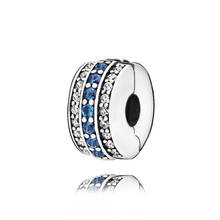 2019 novo inverno 925 contas de prata esterlina cintilante azul linha clipe encantos caber pandora original pulseiras feminino jóias diy 2024 - compre barato