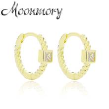 Moonmory aro-pendientes de plata de primera ley y circón para mujer, aretes pequeños, plata esterlina 925, Circonia cúbica, zirconia, circonita, zirconita, zirconita, color dorado 2024 - compra barato