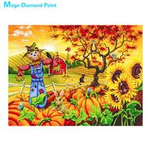 Desenhos animados outono fazenda diamante pintura redonda completo broca espantalho girassol abóbora diy mosaico bordado 5d ponto cruz 2024 - compre barato