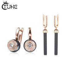 2pcs/Set Fashion Women Earrings Sets Round Stund Earring With Crystal Long Drop Earring Trend Wedding Engagement Jewelry Gifts 2024 - buy cheap