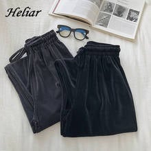 Heliar-Pantalones informales de lana con cintura elástica para mujer, calzas Harlem cálidas, gruesas de piel de cordero y Cachemira, con bolsillos 2024 - compra barato