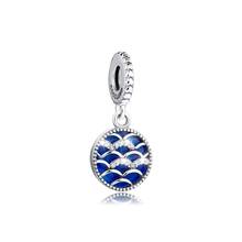 DIY Fits for Pandora Charms Bracelets Openwork True Arc Beads with Blue Enamel 100% 925 Sterling-Silver-Jewelry Free Shipping 2024 - buy cheap